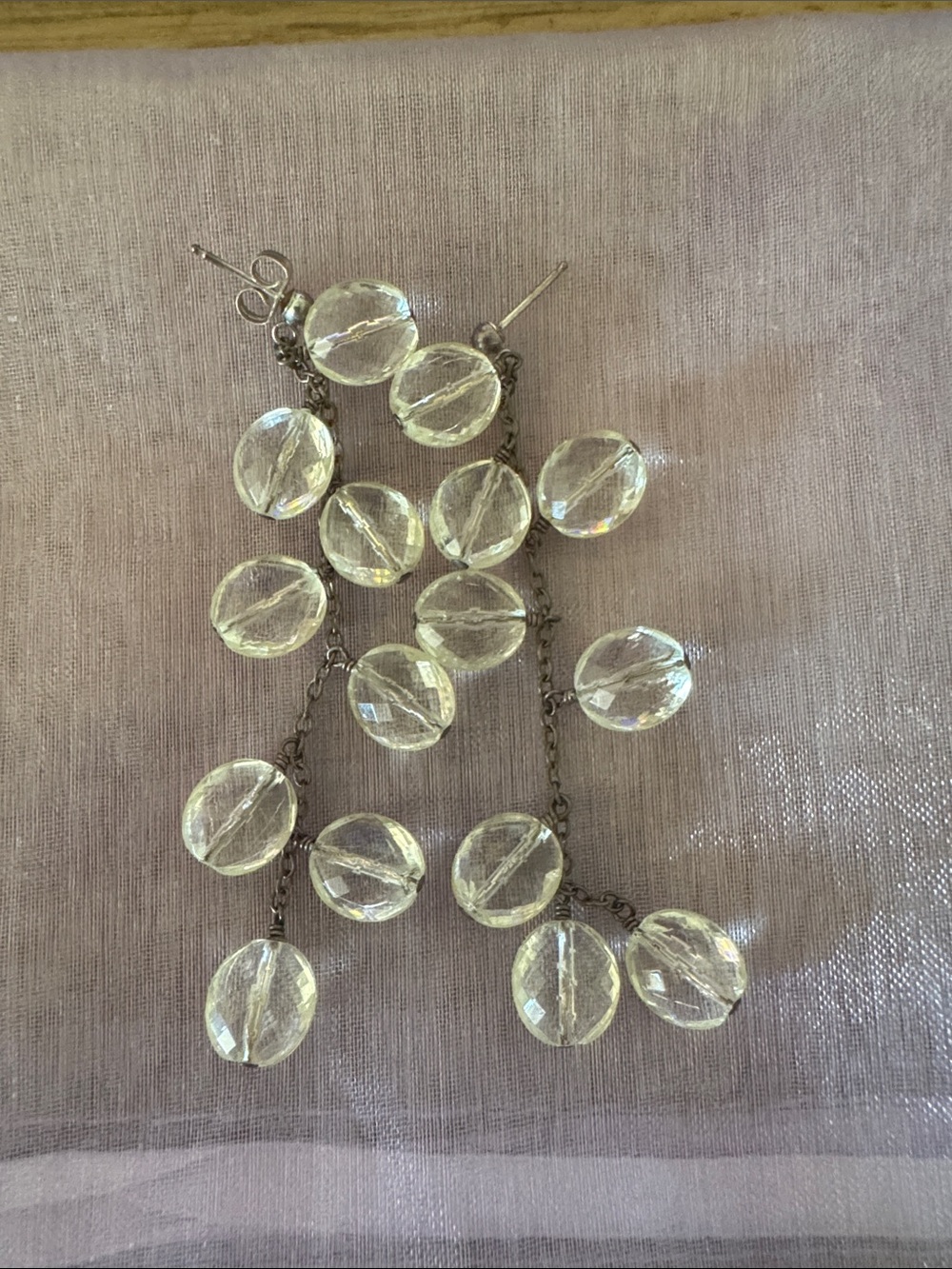Unbranded Clear Disc Cascade Drop Earrings